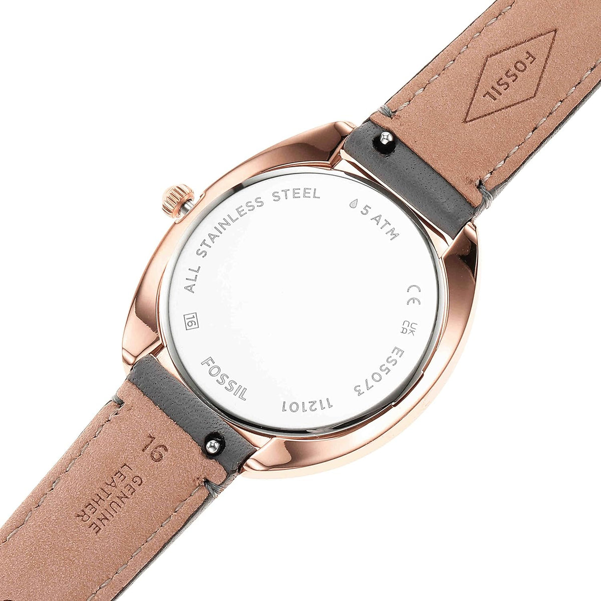 Rose Gold Grey Quartz Stainless Steel and Eco-Leather Three-Hand Watch S2955