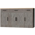 Ash Grey Wood Buffet Cabinet with 3 Drawers and 4 Doors E525763