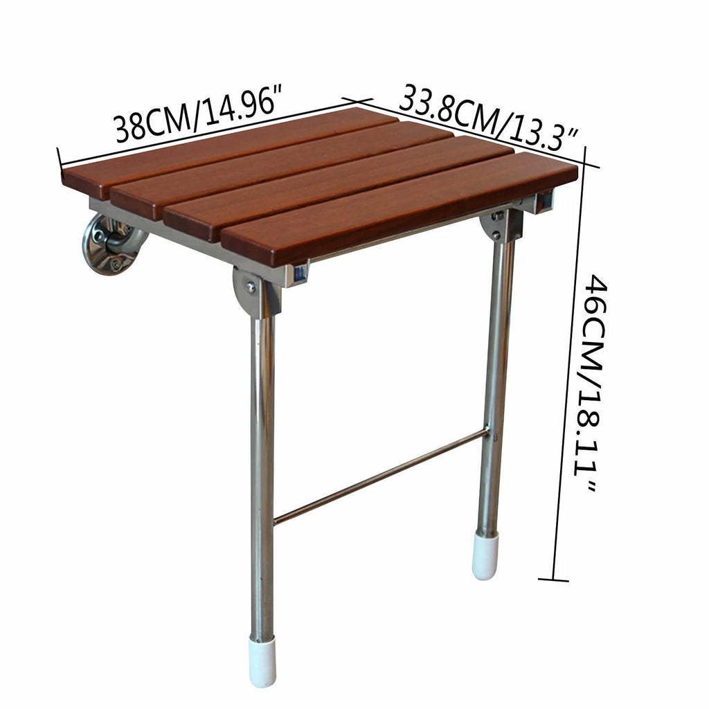 Folding Shower Seat Wall Mounted Wood Bathroom Bench P3423