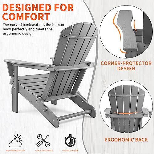 Folding Adirondack Chairs Set of 2 with Cup Holder W100779