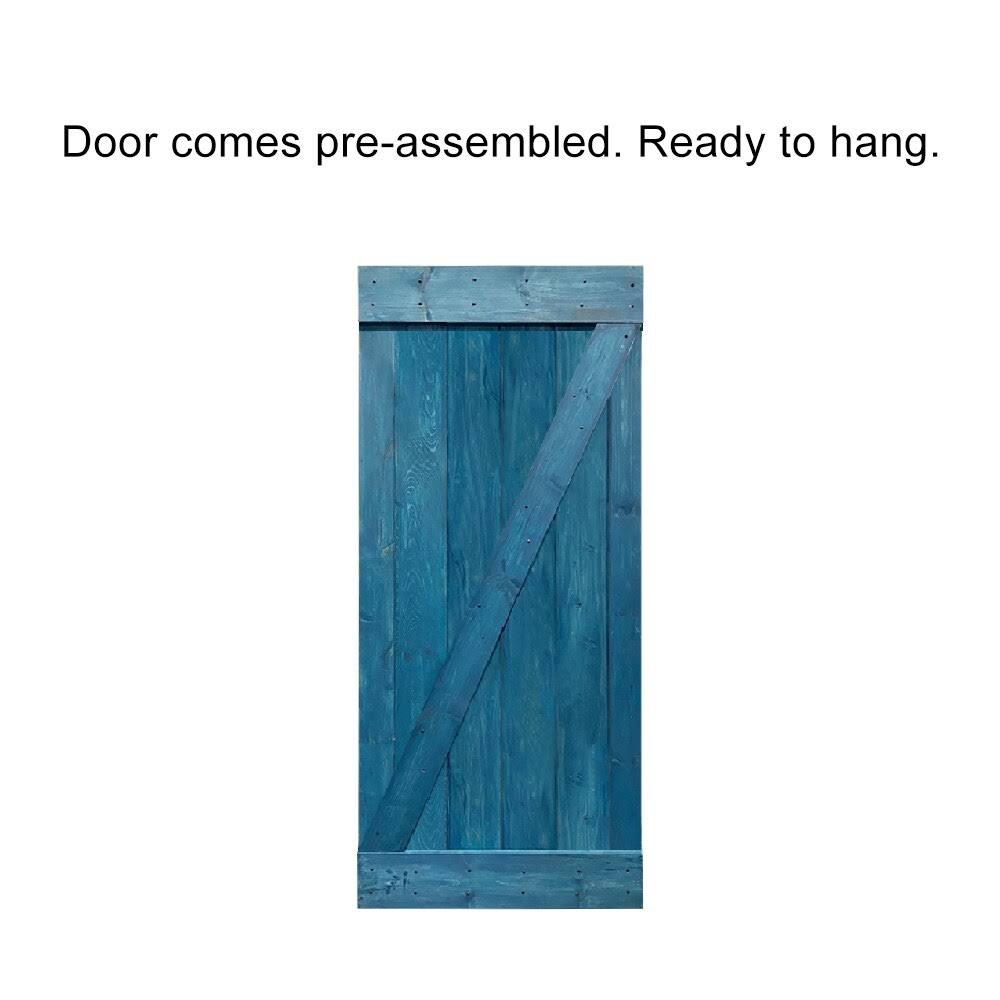 White Stained Wood Interior Sliding Barn Door with Hardware Kit X6729