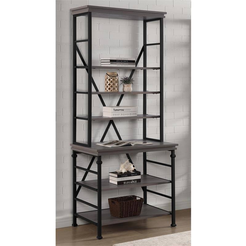 Industrial Metal 6-Shelf Bookcase Z956