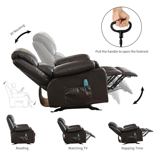 Brown Heated Massage Rocker Recliner Chair with Footrest Z468385