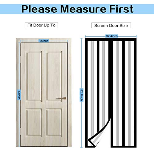 Insulated Magnetic Thermal Door Curtain, Black, Fits Doors up to 36" x 82" C989