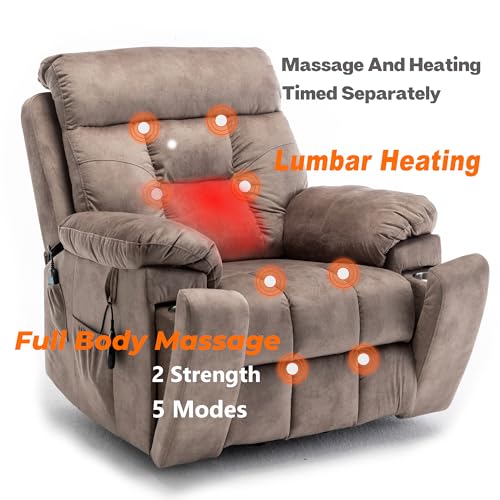 Power Lift Recliner Chair with Massage and Heating, 26in Extra Wide Seat with Cup Holder U7976