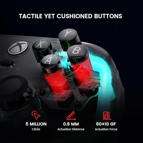 Wired Controller for Xbox Series X|S, Xbox One, Windows, Steam, Transparent Gaming Gamepad with Hall Effect Joysticks F450975