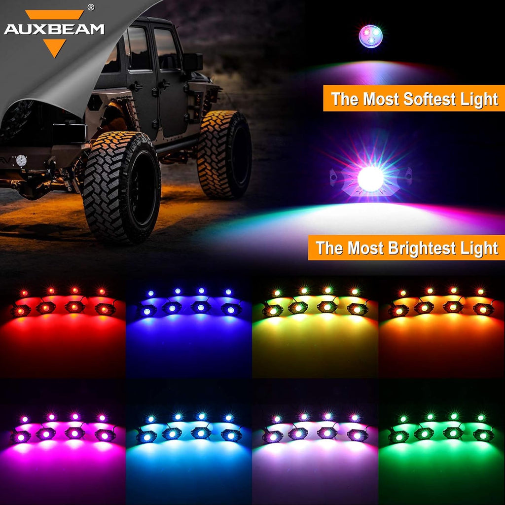 RGB 8 Pods Bluetooth Waterproof Multicolor LED Rock Light Kit A642734