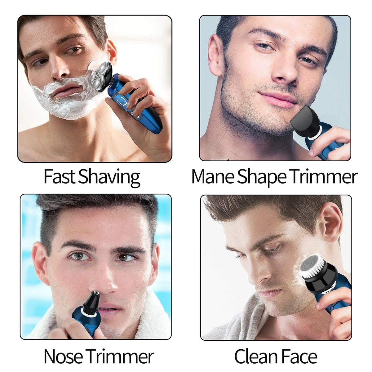 4 in 1 Electric Razor with Nose Hair Trimmer, Beard Trimmer, and Facial Cleaning Brush P525