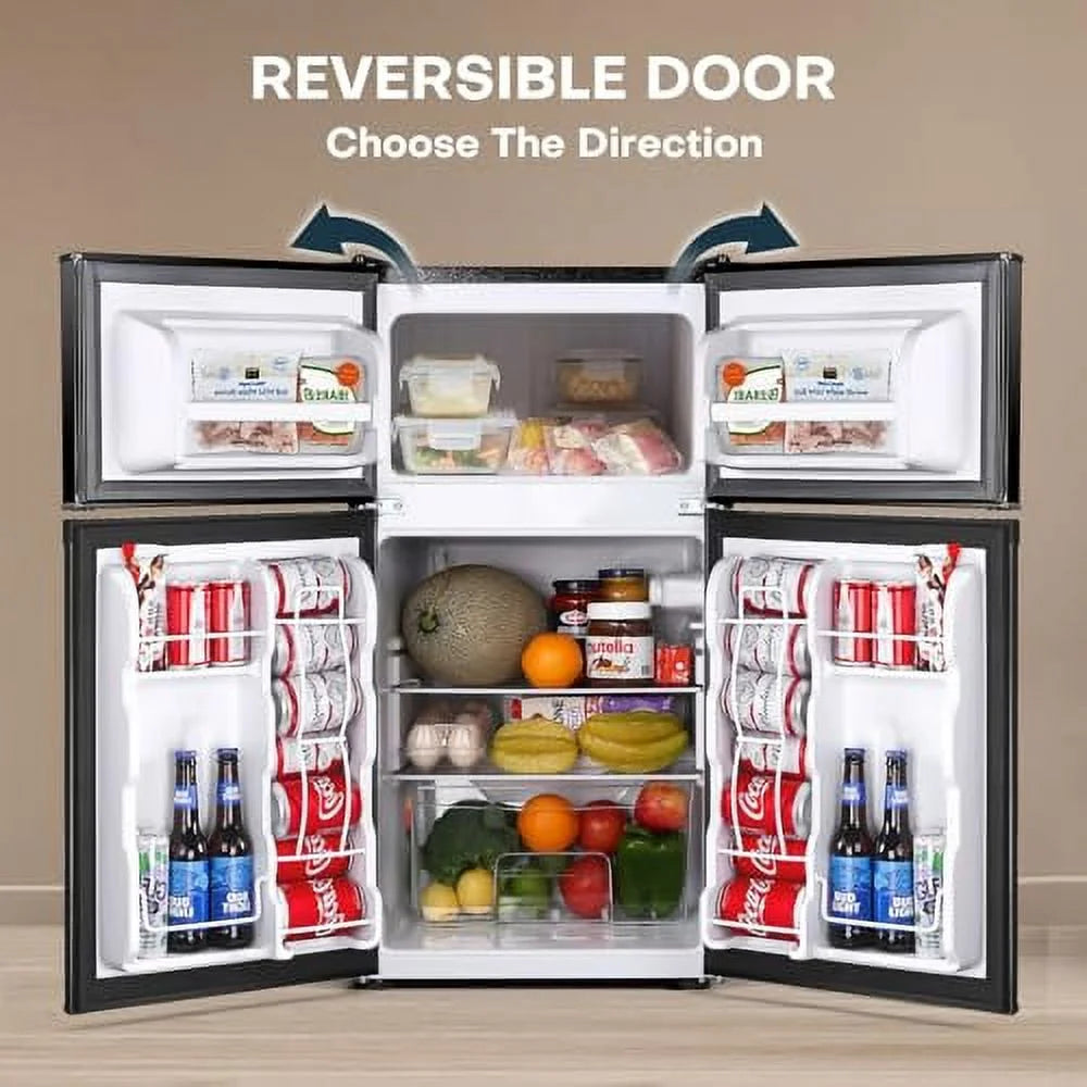 3.2 Cu.Ft Double Door Mini Fridge with Freezer O8463