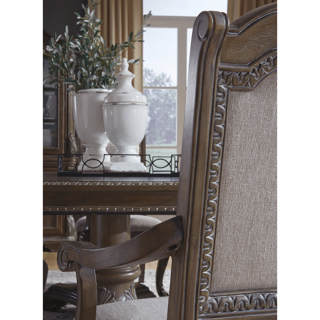 Antique Upholstered Dining Chair, Set of 2, Brown Z7248