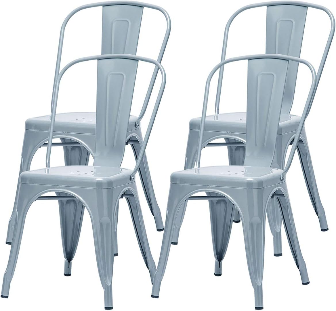 Black Metal Stackable Dining Chairs Set of 4 R992438