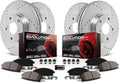 Front and Rear Carbon Fiber Brake Pads with Drilled & Slotted Brake Rotors Kit D9210