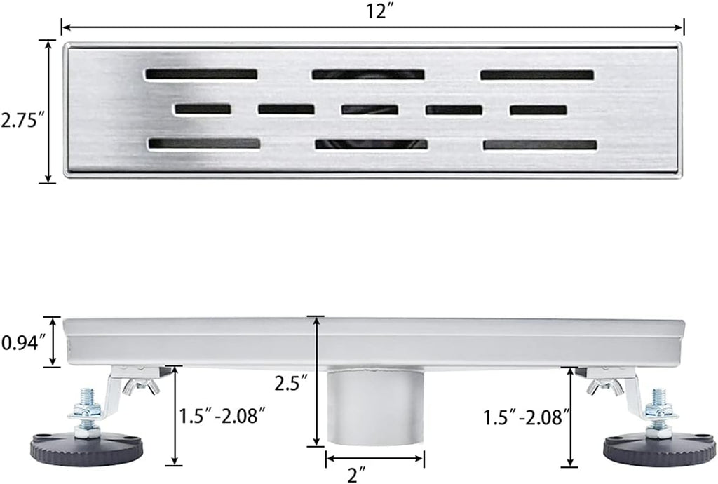 24 inch Linear Shower Drain Brushed 304 Stainless Steel G615