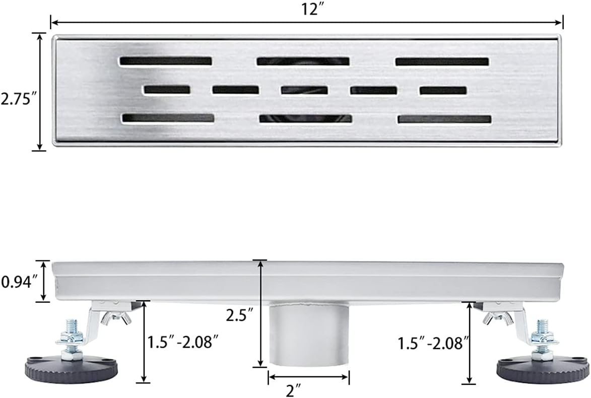 24 inch Linear Shower Drain Brushed 304 Stainless Steel G615