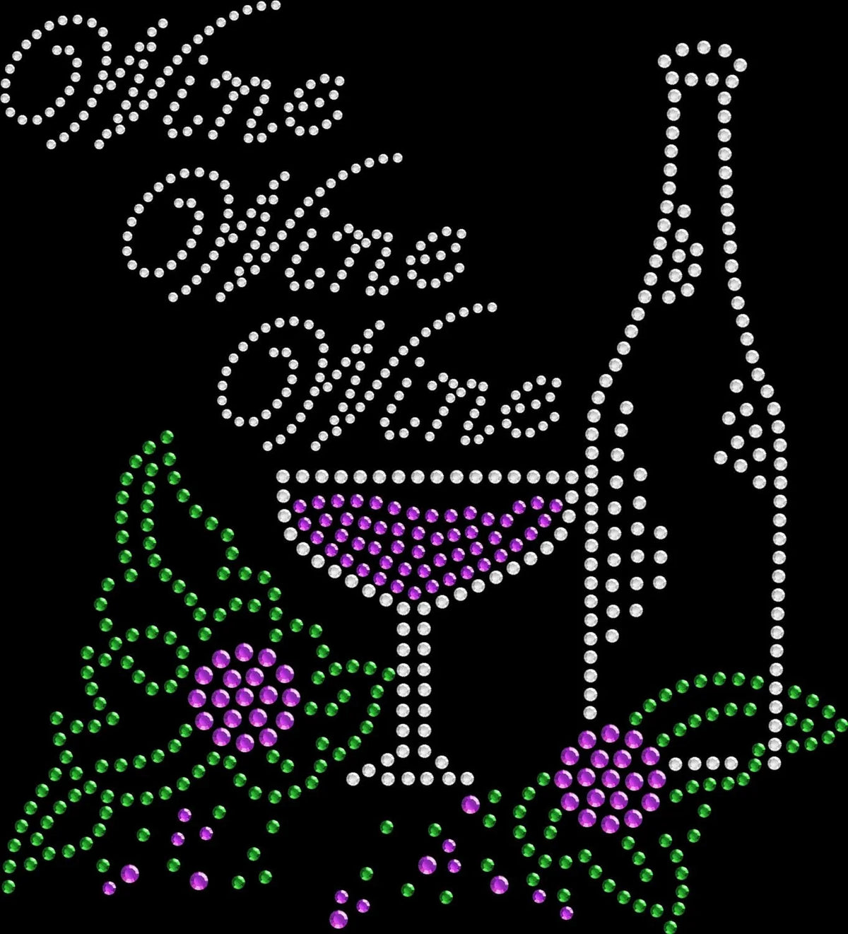 Rhinestone Iron On Transfer Wine Glass Bottle A470