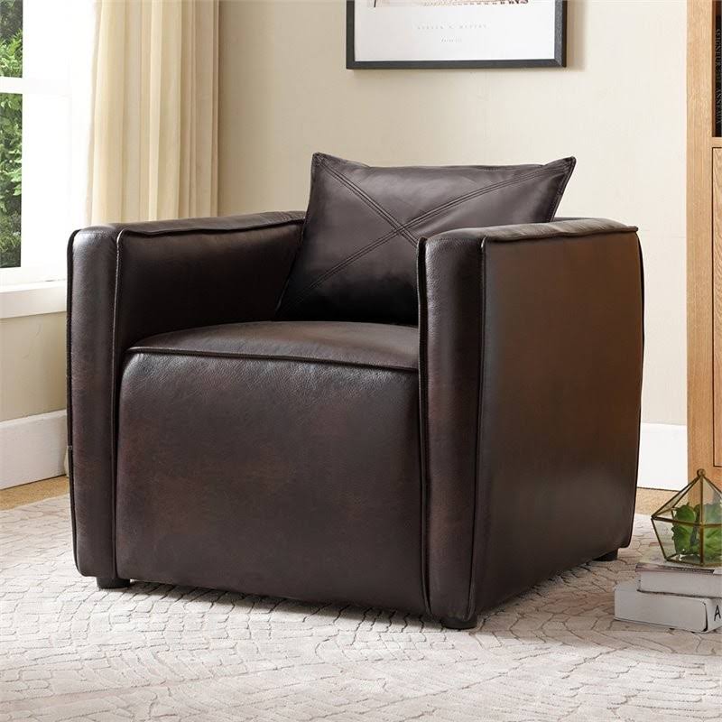 Brown Faux Leather Accent Chair N93695