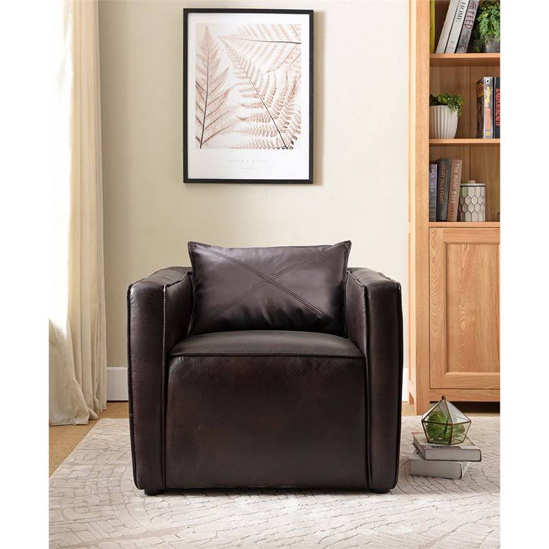 Brown Faux Leather Accent Chair N93695