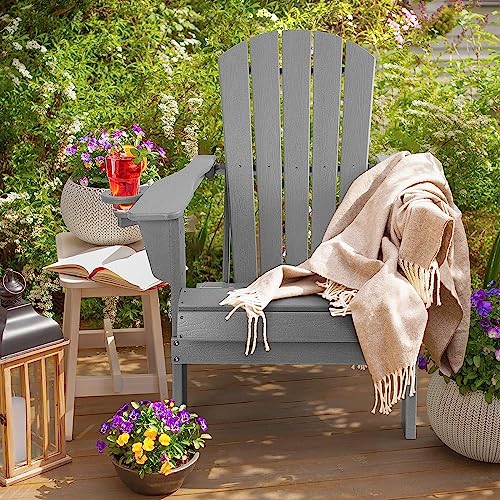 Folding Adirondack Chairs Set of 2 with Cup Holder W100779