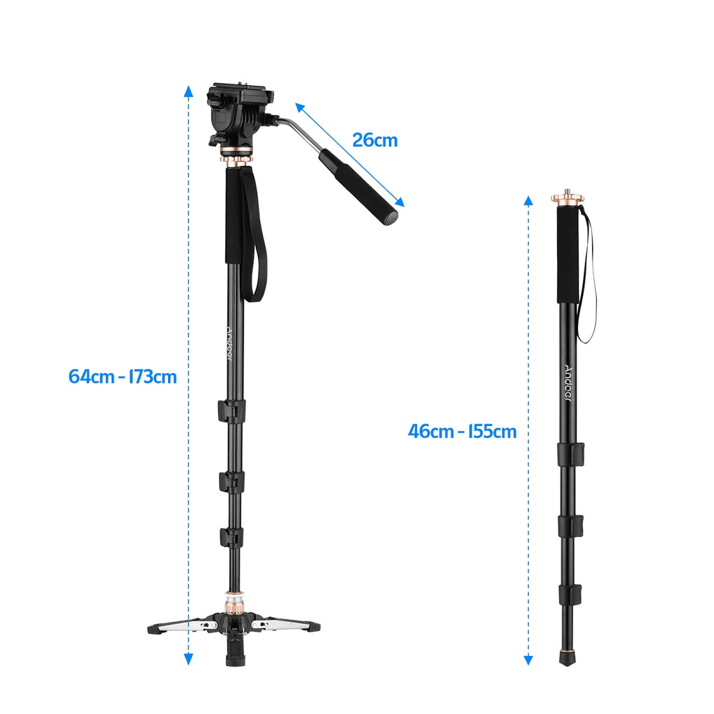 Aluminum Alloy Photography Monopod Stand with Detachable Tripod Base and Carry Bag K69504