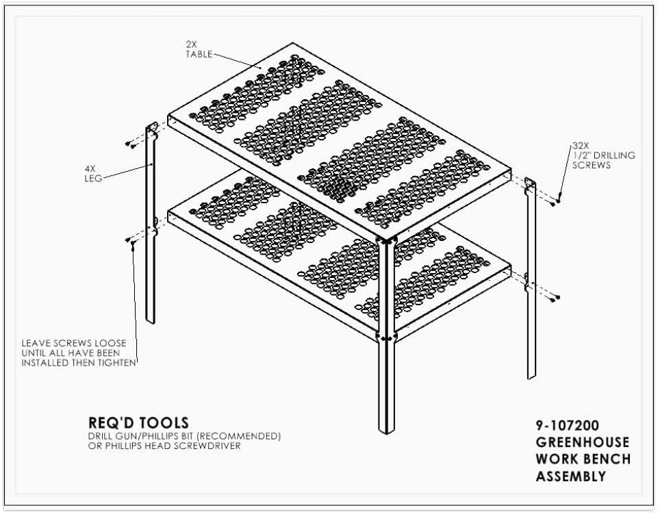 Aluminum Greenhouse Potting Bench and Utility Table with 1 Inch Round Holes K86472