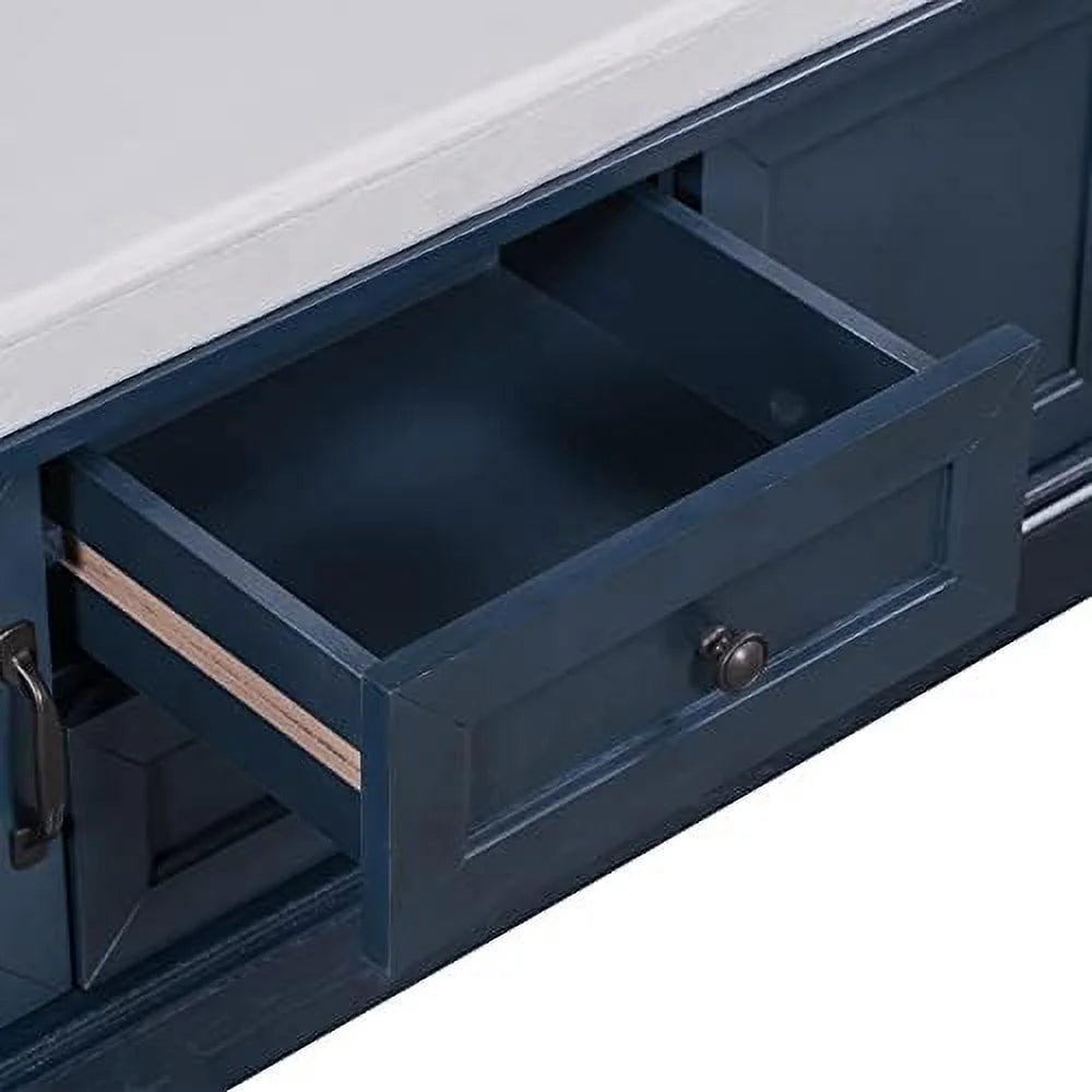 Solid Wood Shoe Bench with 3 Doors and Removable Cushion W18528