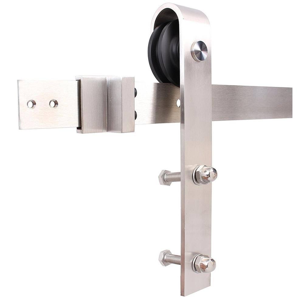 White Stained Wood Interior Sliding Barn Door with Hardware Kit X6729