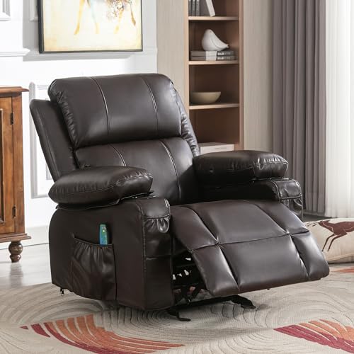Brown Heated Massage Rocker Recliner Chair with Footrest Z468385