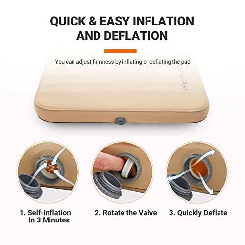 Double Self Inflating Sleeping Pad, Camping Foam Air Mattress, 79.1'' x 50.3'' x 3.0, Grey R789021