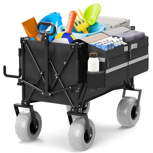 Heavy Duty Collapsible Wagon with All-Terrain 9" Pneumatic Tires and Detachable Cooler P854127