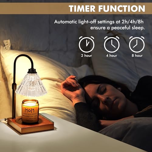 Gold Dimmable Height Adjustable Candle Warmer Lamp with 2 Bulbs and Timer I612
