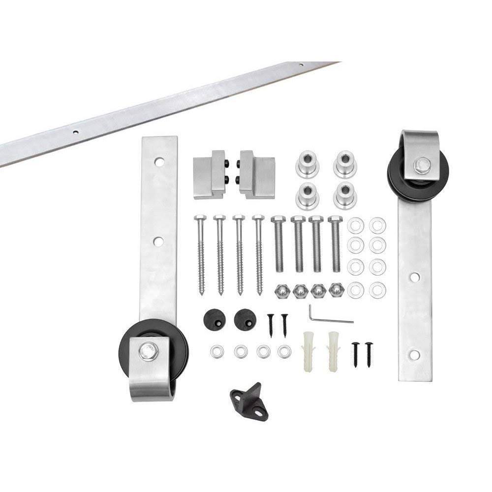 White Stained Wood Interior Sliding Barn Door with Hardware Kit X6729