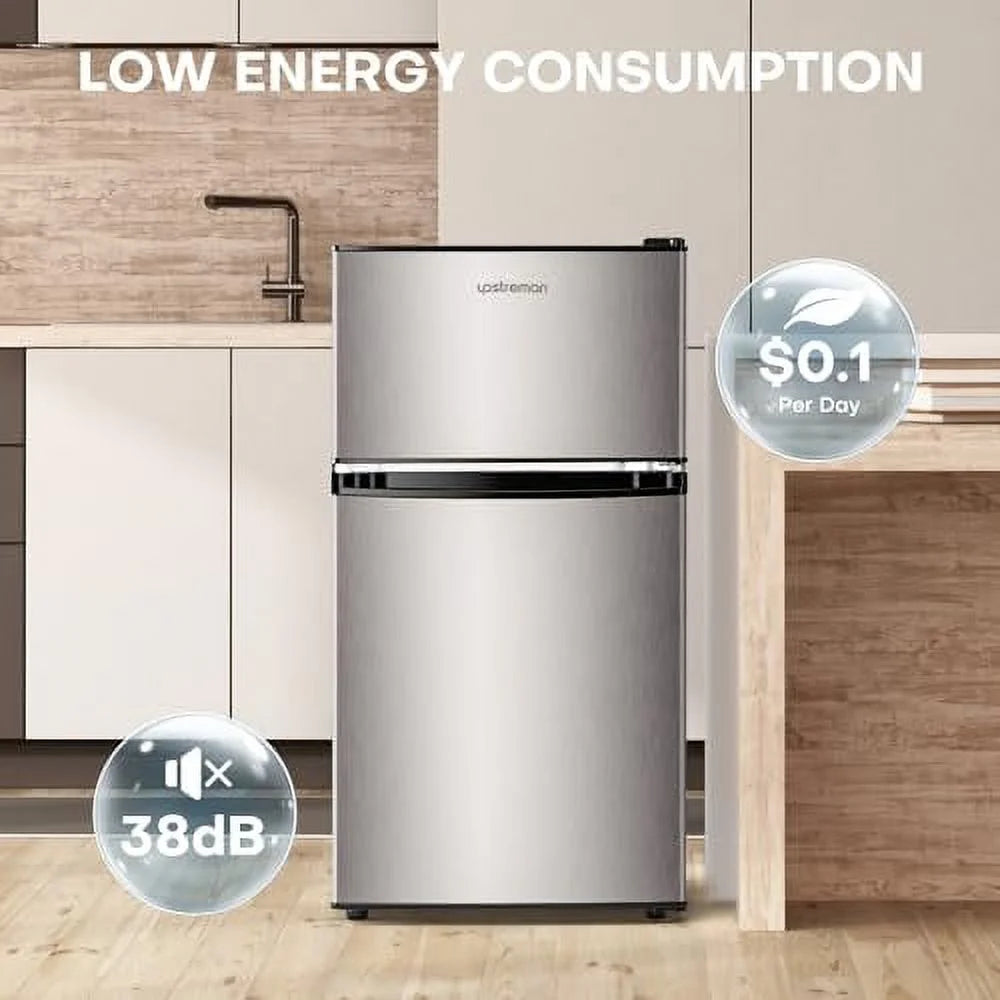 3.2 Cu.Ft Double Door Mini Fridge with Freezer O8463