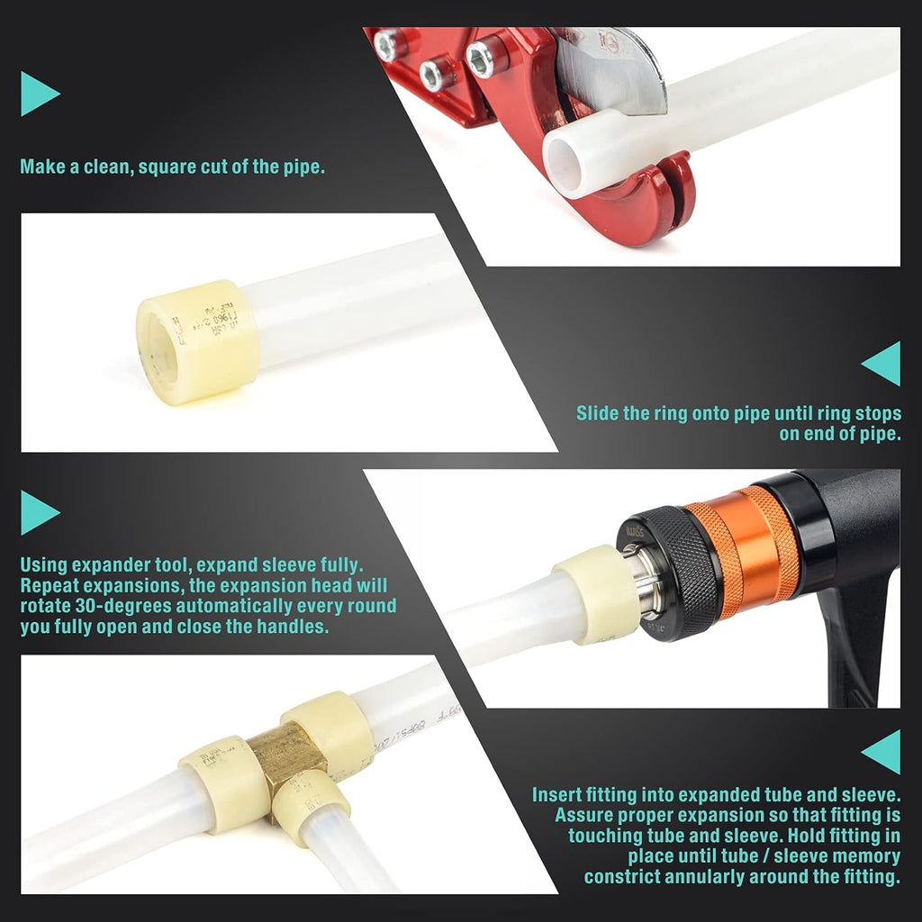 PEX-A Expander Tool Kit with Self-Rotary Expansion Heads 1/2,3/4 and 1-Inch N74139