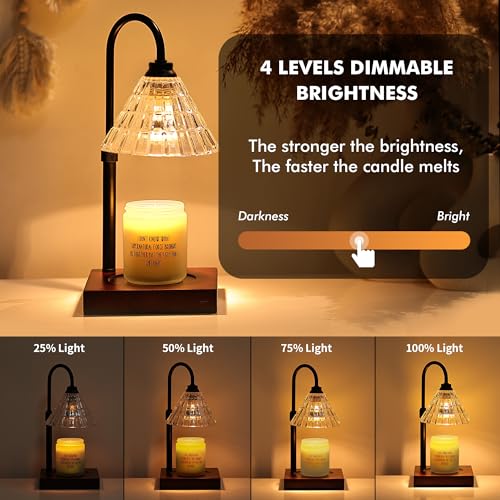 Gold Dimmable Height Adjustable Candle Warmer Lamp with 2 Bulbs and Timer I612