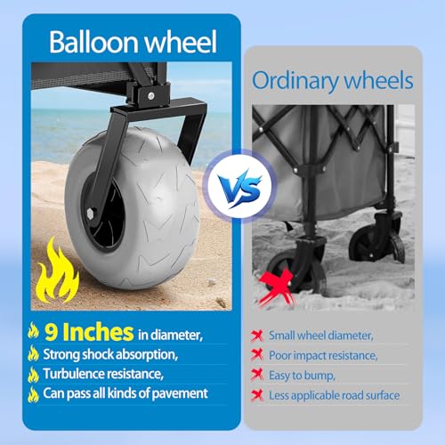 Heavy Duty Collapsible Wagon with All-Terrain 9" Pneumatic Tires and Detachable Cooler P854127
