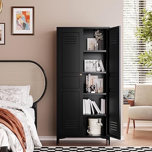 White Storage Cabinet with Doors and Adjustable Shelves K6090