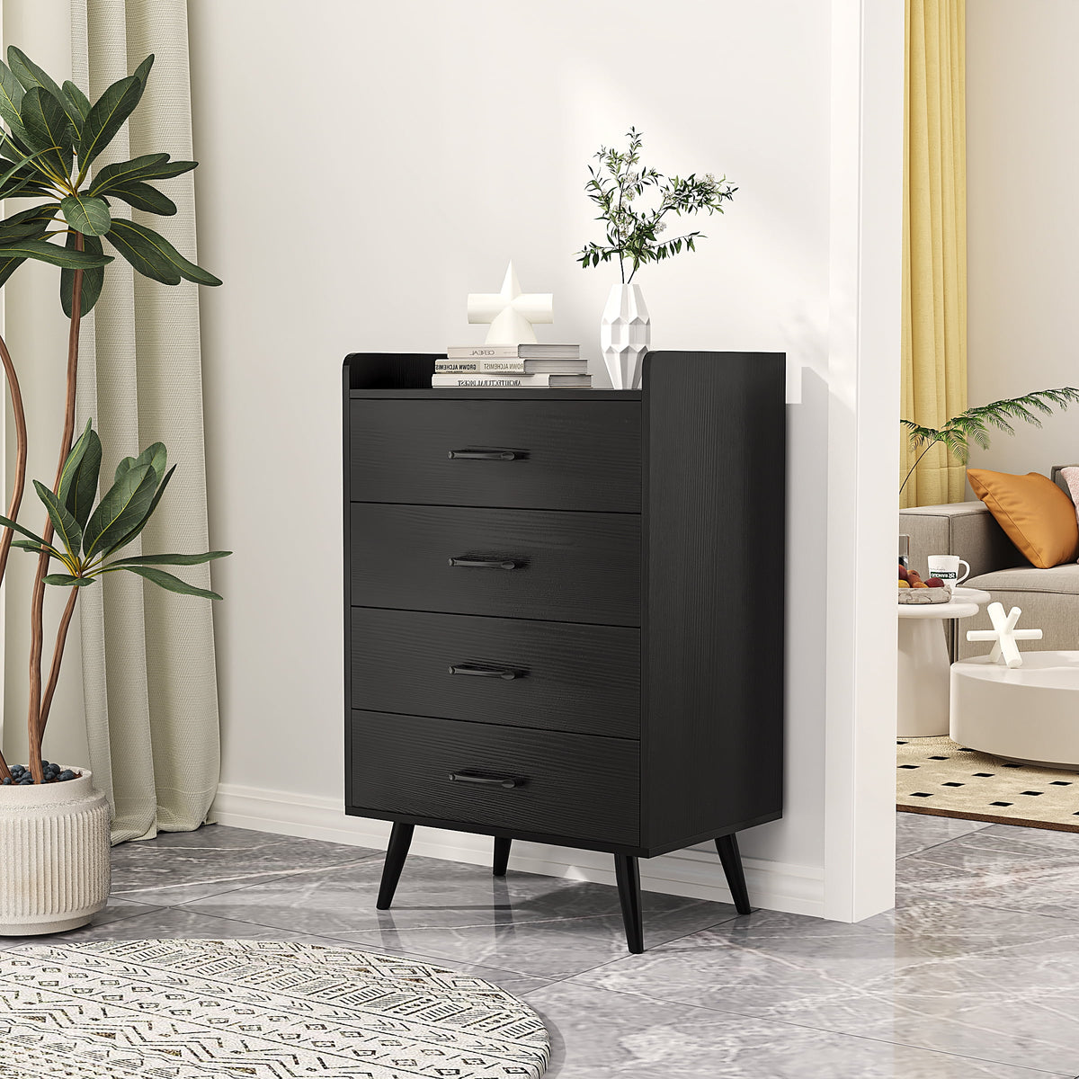 White 4 Drawer Wood Dresser L51312