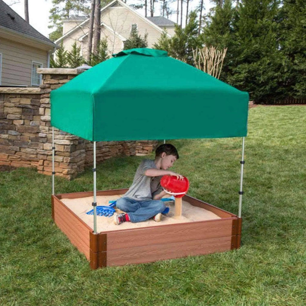 4 ft. x 4 ft. x 11 in. Square Sandbox Composite with Telescoping Canopy/Cover X443