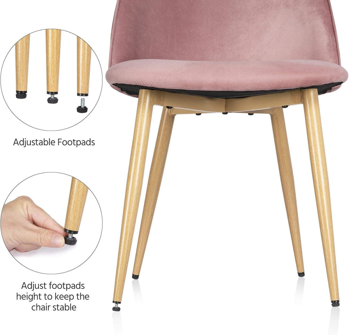 Pink Velvet Accent Chairs with Metal Legs, Set of 2 Q555576