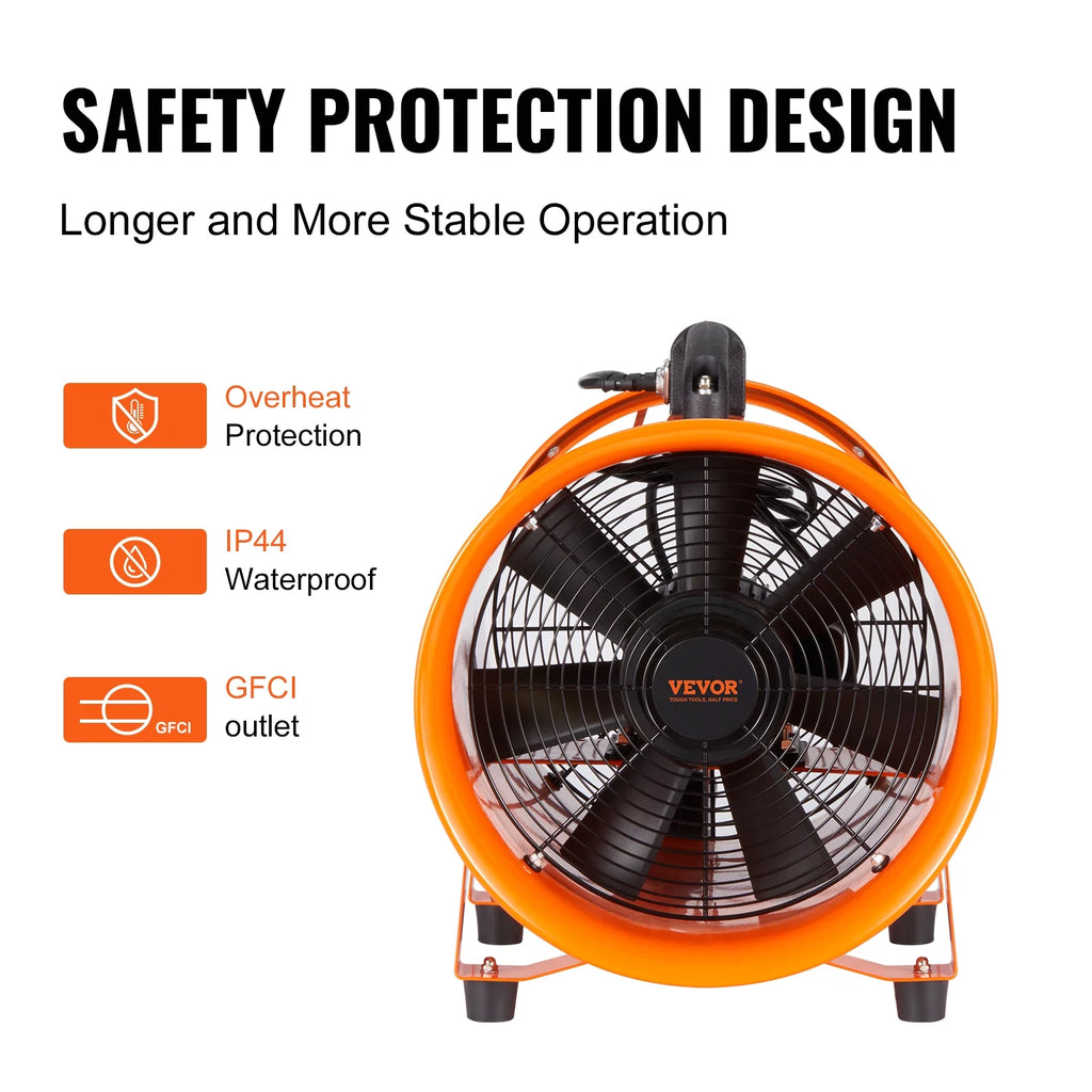 12" Portable Extractor Fan Blower with 16.4ft Duct Hose W773514