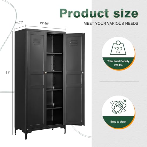 White Storage Cabinet with Doors and Adjustable Shelves K6090