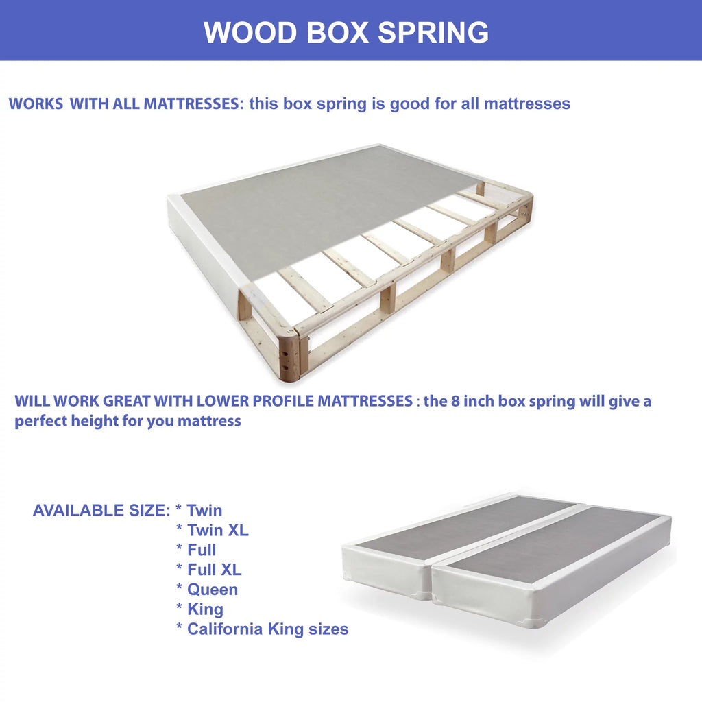 4" Split Fully Assembled Wood Box Spring, Full, White L81576