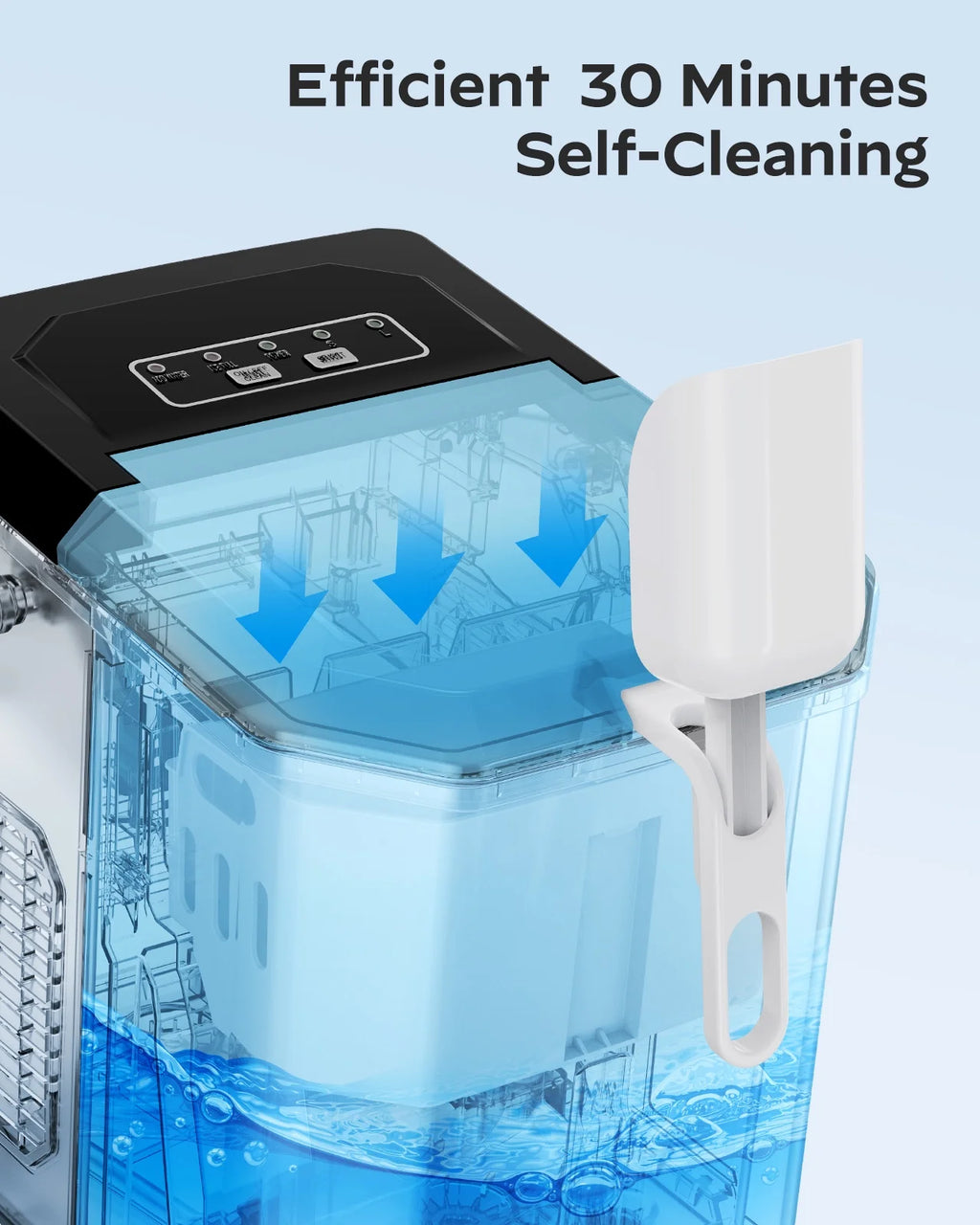 Countertop Ice Maker Machine with Handle, 9pcs/6min, 26lbs/24h, Silver K36812