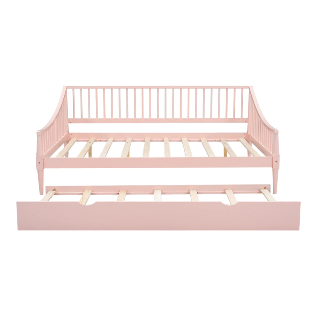 Pink Full Size Wood Daybed with Twin Trundle S845820