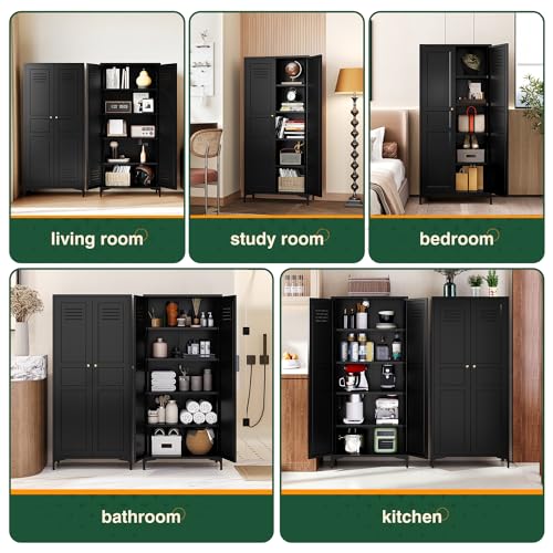 White Storage Cabinet with Doors and Adjustable Shelves K6090