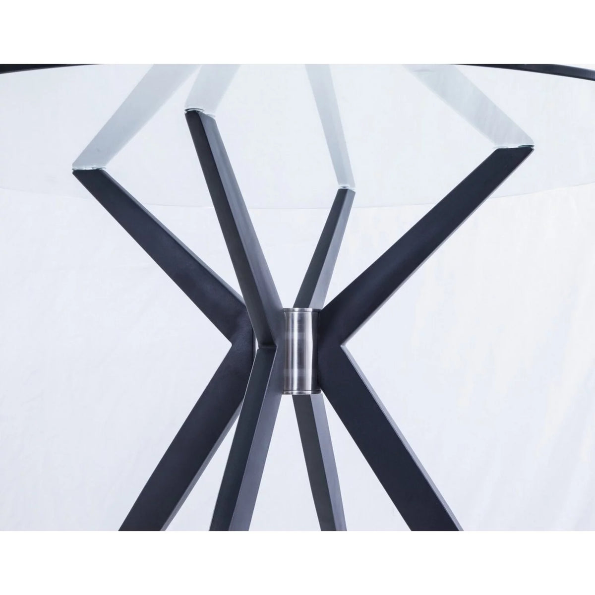 Round Glass Top Dining Table with Flared Leg, Black R80606