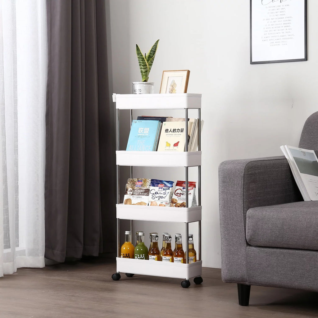 4 Tier Slim Storage Cart Mobile Shelving Unit Organizer B233206