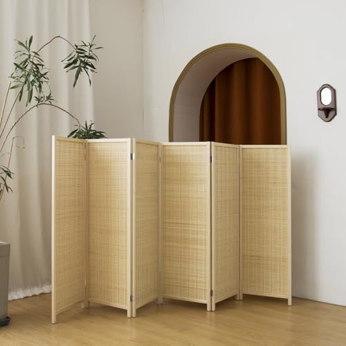 Beige 3.95 FT Tall Bamboo Folding Room Divider Z76411