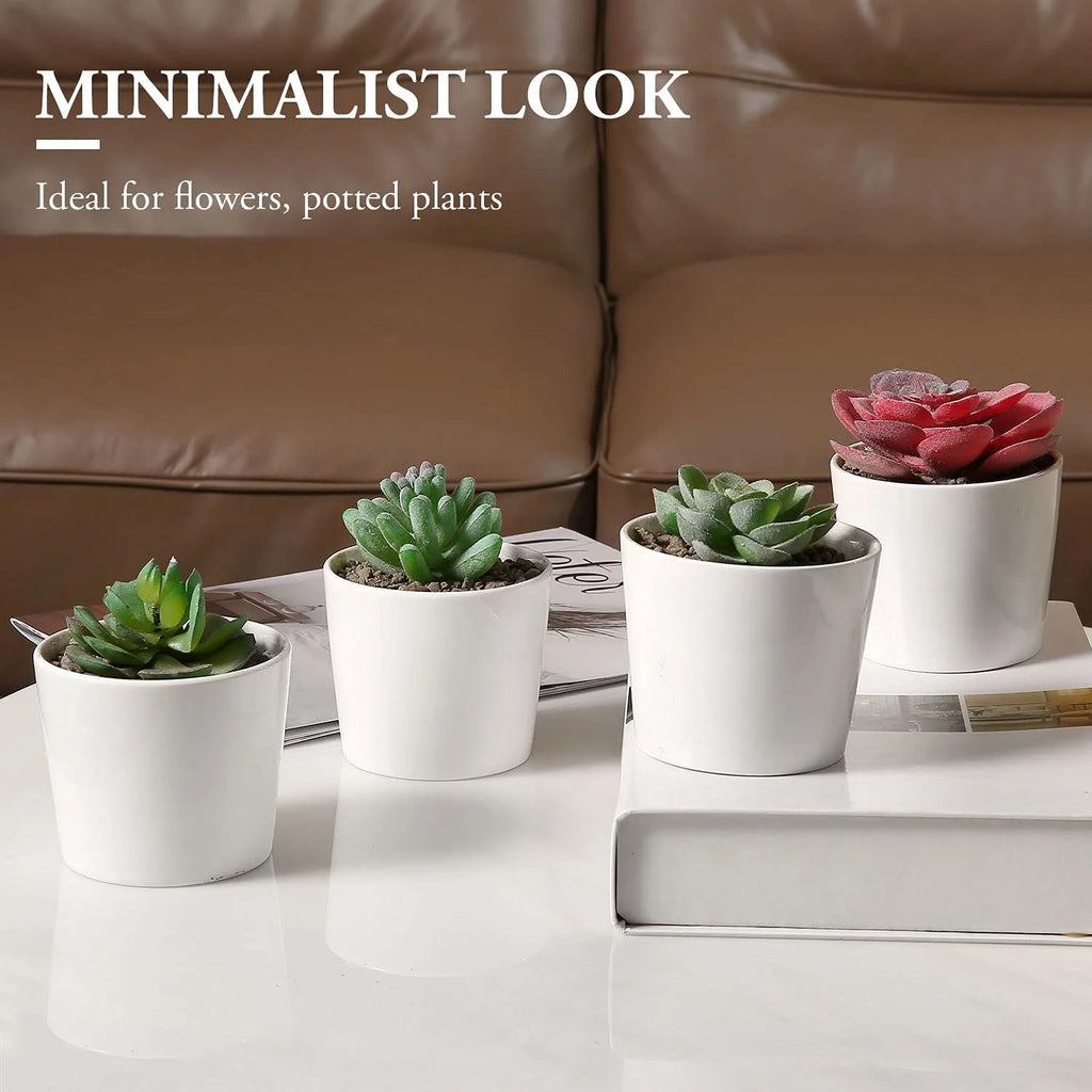4 Piece White Ceramic Planter Pots M936547
