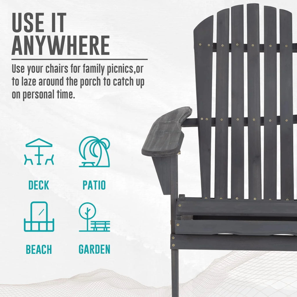 Folding Adirondack Chair Set of 2 Grey S2839
